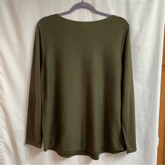 Women’s Chico's 3 Forest Green Knit Top Fall Business Casual Career Office - Picture 6 of 6